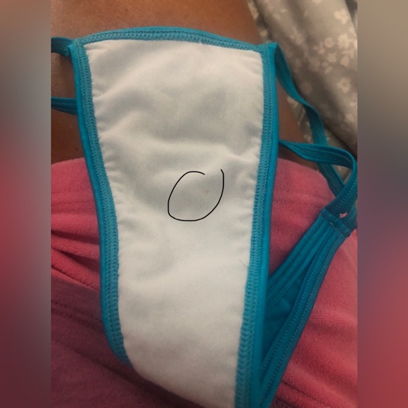 Super sexy tiny vivid teal metallic string thong, could be bikini bottoms, lined - Picture 5 of 5